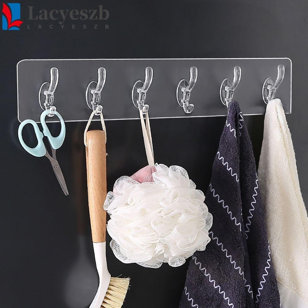 Lacyeszb ตะขอติดผนัง PVC ใช้งานได้จริงสําหรับห้องน้ํา,Kitchen Traceless Transparent Key Holder