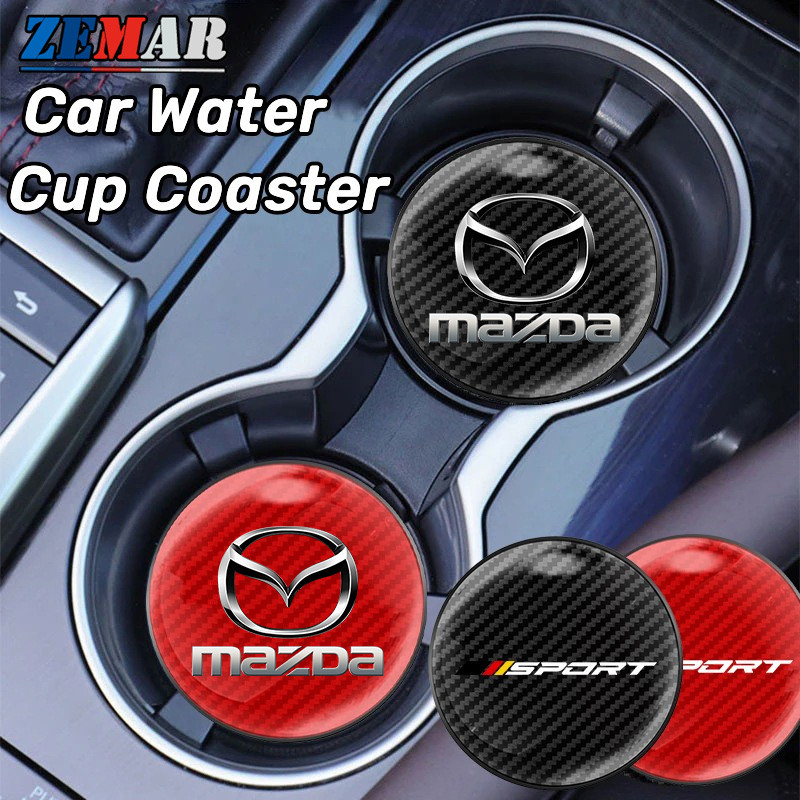 1PcMazda รถถ้วยน้ําลื่นคาร์บอนไฟเบอร์ Texture ถ้วยสําหรับ Mazda 2 3 CX5 CX30 CX8 CX3 Mazda2 6 5 CX9 BT50