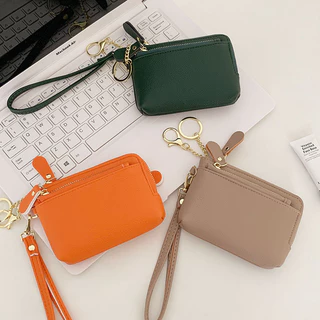 สีทึบเรียบง่ายสไตล์สั้นผู้หญิงกระเป๋าหลายบัตรกรณีความจุขนาดใหญ่เครื่องสําอางกระเป๋าใส่เหรียญ