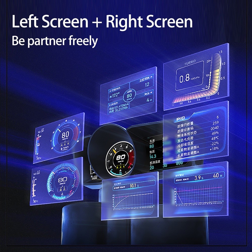 สมาร์ทเกจ A600 Auto Gauge HUD GPS+OBD Head Up Display รถคอมพิวเตอร์ Speedometer พร้อมจอแสดงผล LCD เครื่องวัดความเร็ว - รูปที่ 5