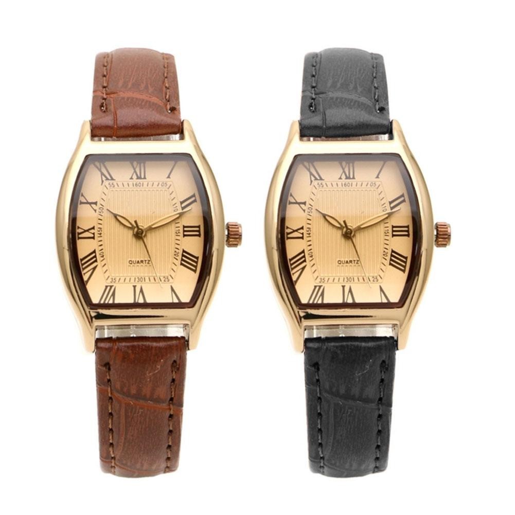 Vintage Small Square Quartz Watch สายหนังผู้หญิง Casual Simple นาฬิกาข้อมือ J1p8