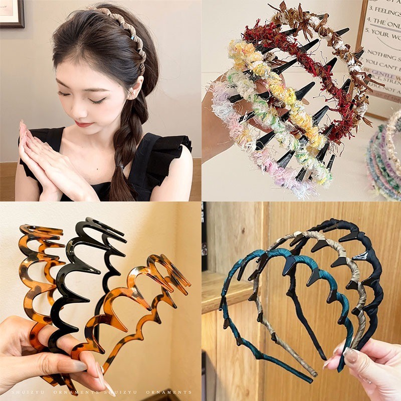 ห่วงผมหยักแฟชั่นเกาหลีสําหรับผู้หญิง 2024 ที่คาดผมล้างหน้าแบบใหม่เครื่องประดับผม