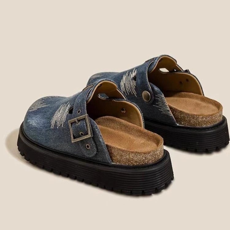 ผู้หญิงรองเท้าแตะเกาหลีรุ่นแฟชั่น Denim Toe-Covered หนา Soled กันน้ํา Rainy Season รองเท้าแตะลําลองขนาด 35-40 ราคา ถูกที่สุด ดีลบีเคเค แกลเลอรีภาพที่ 4
