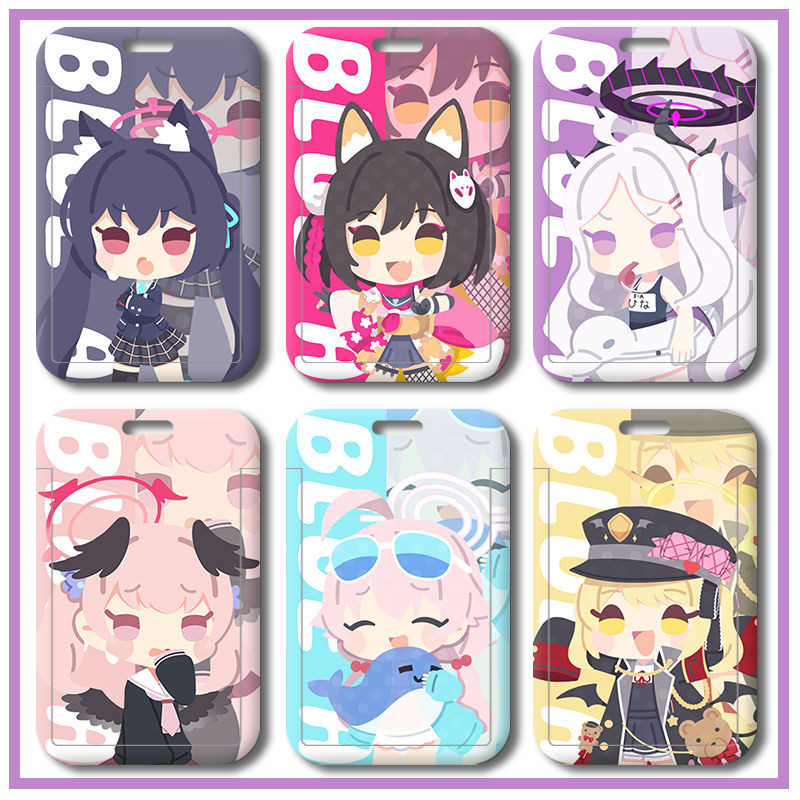 Blue Archive Custom Card Holder Students School Badge Bus Card MRT Card Personal ID Card Protective Cover with Hanging Rope