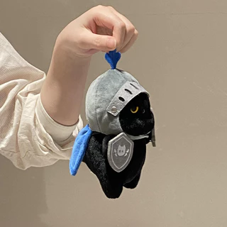 🐈‍⬛พร้อมส่ง🔥คาวาเลียร์แคท ตุ๊กตาผ้าพลัฌ ลากอัศวิน ตุ๊กตาแมวดำน่ารัก ของเล่นเด็ก ของขวัญ Knight Cat Shield Silly Cat