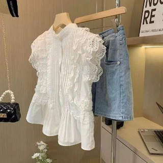Bee เวอร์ชั่นเกาหลีเสื้อผู้หญิงแขนกุดรูปแบบใหม่ด้านบน (จัดส่ง 24 ชั่วโมง)