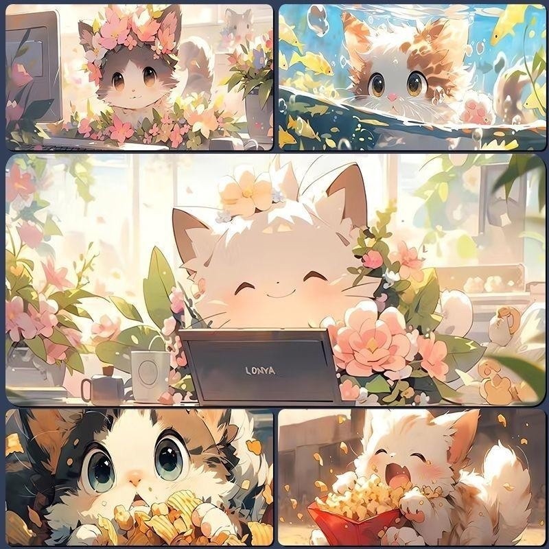 แผ่นรองเมาส์น่ารักการ์ตูนแมวคิตตี้ขนาดใหญ่พิเศษหนาโต๊ะคอมพิวเตอร์แป้นพิมพ์90*40/80*30/60*30เซนติเมตรโต๊ะตกแต่งของขวัญสําหรับเด็กและผู้ใหญ่