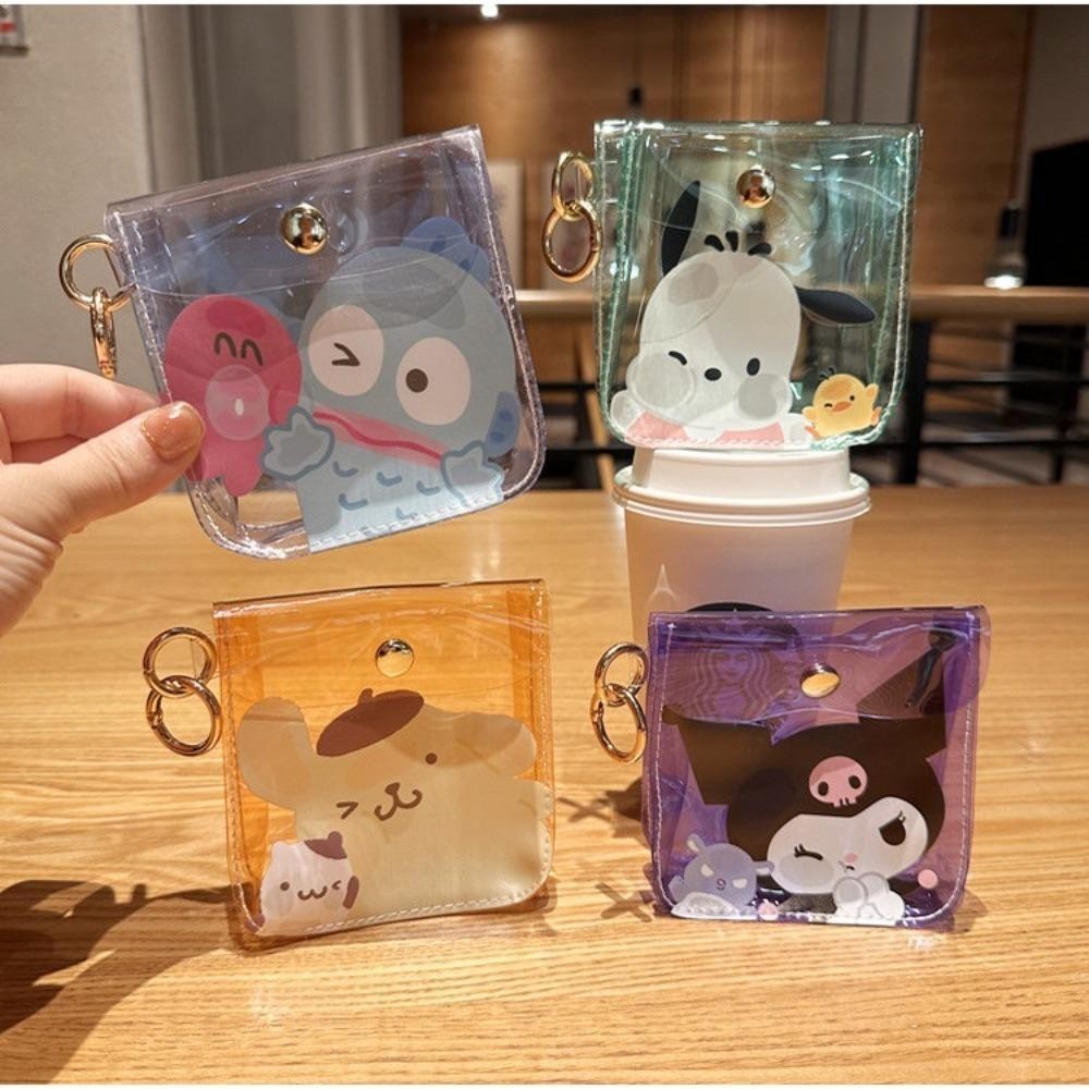 HOBBYIN กระเป๋าใส่เหรียญมินิพีวีซี,น่ารักการ์ตูนถุงเยลลี่ใส,กระเป๋าใส่เหรียญพวงกุญแจกระเป๋าแขวนขนาดเล็กลิปสติกกระเป๋า