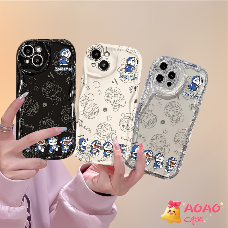 การ์ตูนโดเรมอนน่ารักนุ่มๆ เคสiPhone 11 13 15 12 14 Pro Max 7 8 Plus XR 7Plus X XS Max