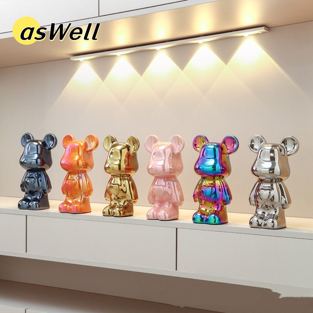 Aswell 18/28 ซม.ตุ๊กตาหมีรุนแรง, Luxury Aesthetic Bear รูป Stutes, Electroplating เซรามิคประหยัดหม้อคอลเลกชันห้องนั่งเล่นตกแต่ง