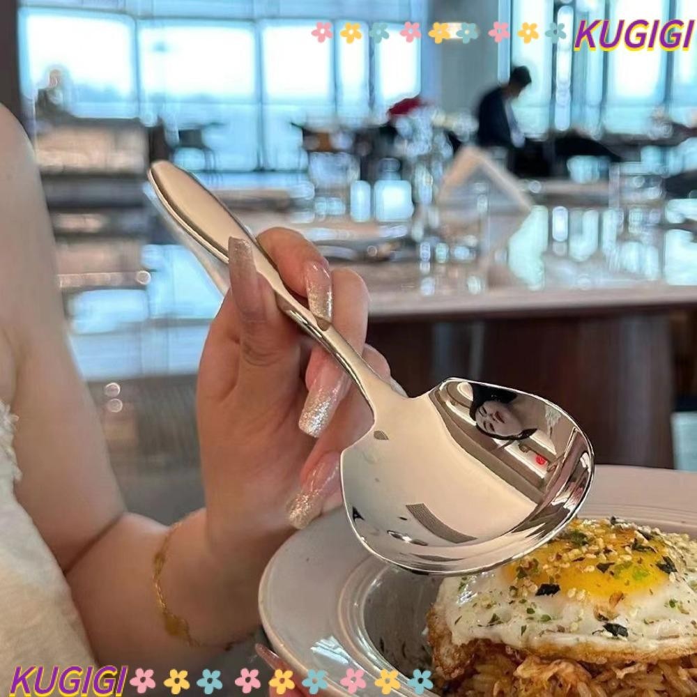 กุจิ ช้อนซุป, ฐานกลมหนากวนช้อนขนม, สแตนเลสด้ามยาวบนโต๊ะอาหารในครัวเรือน แกดเจ็ตในครัว