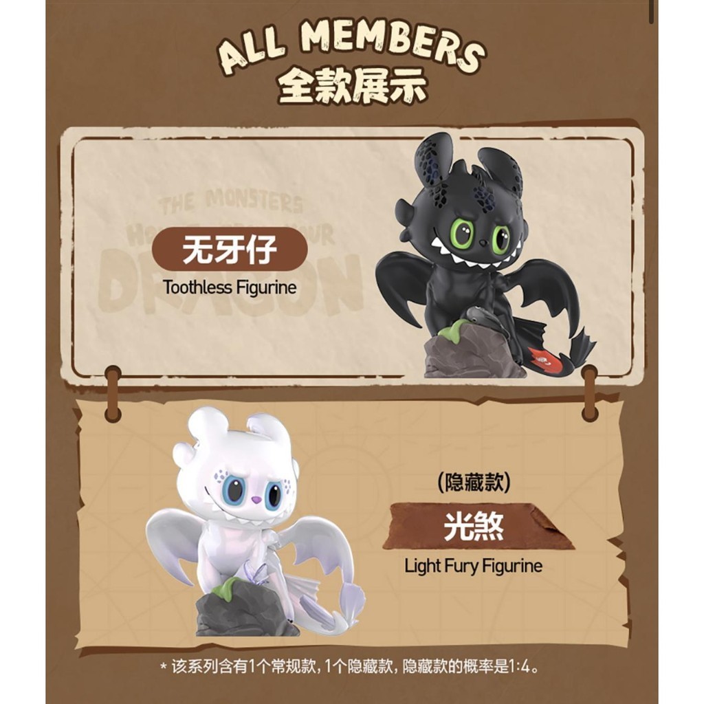 Popmart POPMART THE MONSTERS How to Train Your Dragon Master Figure LABUBU Doll Decorative