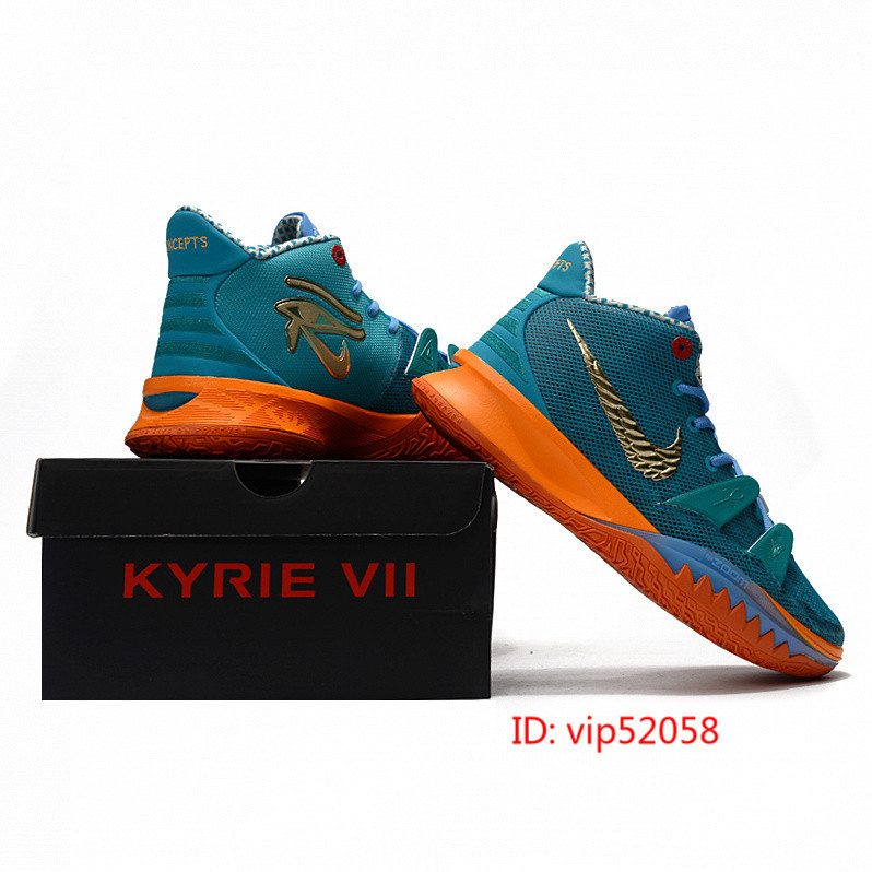 2024 NK Zoom Kyrie 7 รองเท้ากีฬาผู้ชายรองเท้าบาสเก็ตบอลสีน้ําเงินสีส้ม