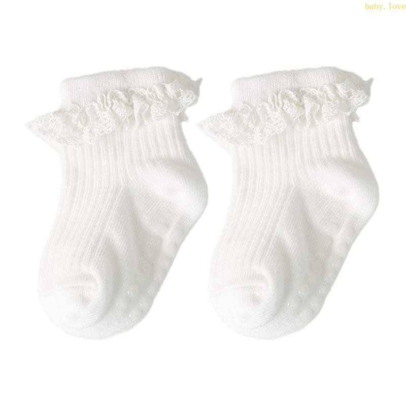 Blove* ถุงเท้าข้อเท้าเร้าใจสําหรับเด็ก Soft Breathable Ruffled ถุงเท้าอาบน้ําสําหรับทารก