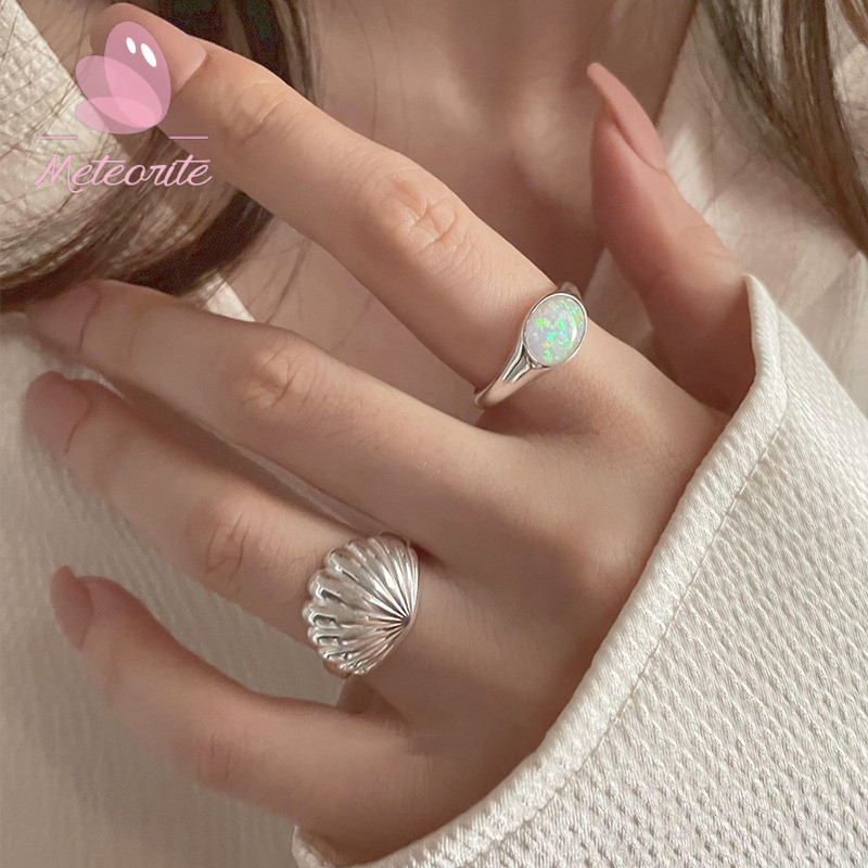 1/2 ชิ้น Super Fairy โรแมนติกรูปเปลือกหอยแหวน - Vintage Elegant Mermaid แหวน - แฟชั่นเปิดแหวนปรับได้เครื่องประดับ