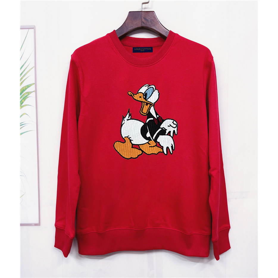 New Cotton Crew Neck Long Sleeve sweatshirt ลายแพทช์เป็ด เสื้อสเวตเตอร์สีน้ําเงินเข้ม