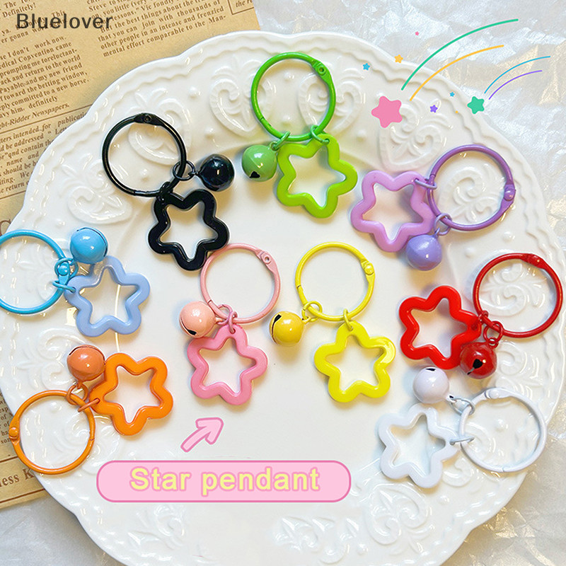 Bluelover พวงกุญแจโลหะเปิดแหวนหัวเข็มขัด Star Bells จี้สีพวงกุญแจสําหรับเครื่องประดับ Diy ทําพวงกุญแจอุปกรณ์เสริมใหม่