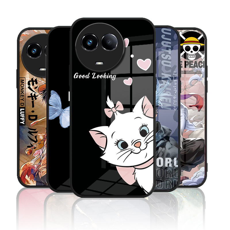 เคสกระจก OPPO realme 11 5g / realme 11x 5g เคสกระจกนิรภัยฝาหลังแบบแข็งขอบซิลิคอนอ่อน ราคา ถูกที่สุด ดีลบีเคเค