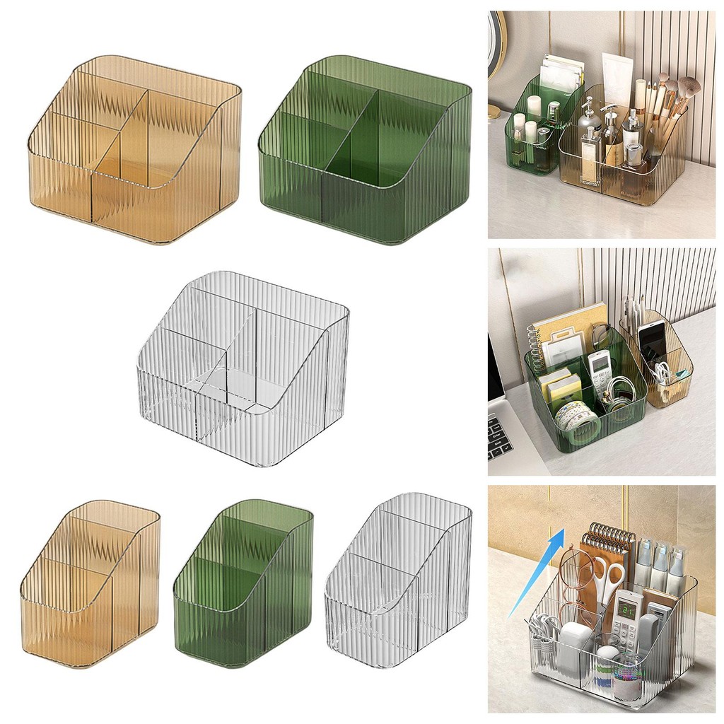 [Lszcx6l] อะคริลิค Desktop Organizer มัลติฟังก์ชั่นพร้อมกริดกล่องเก็บแบบพกพากล่องเครื่องสําอางสําหรับ Vanity Office Home ห้องนอน