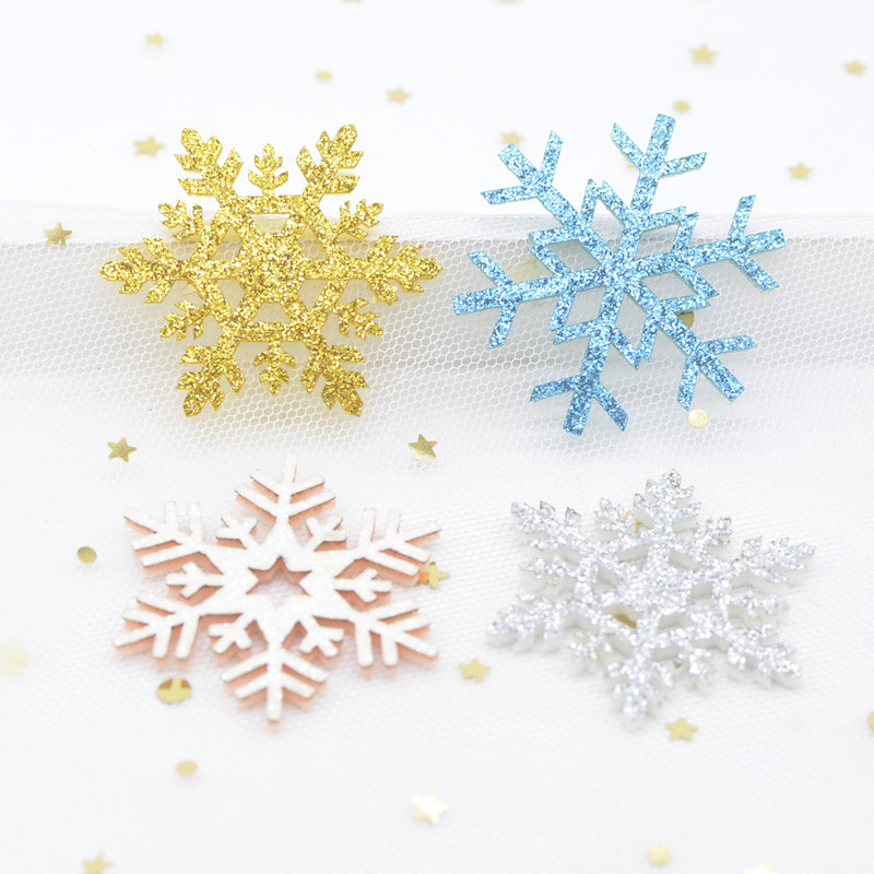 20 ชิ้น Glitter Snowflake เบาะ Appliques สําหรับ DIY ต้นคริสต์มาสหมวกแก้ว Windows Walls Stick-on อุปกรณ์ตกแต่งแพทช์