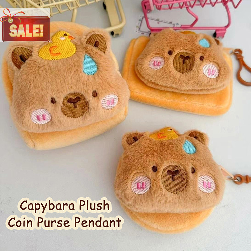 Bl Capibara กระเป๋าใส่เหรียญตุ๊กตาจี้การ์ตูน Capybara กระเป๋าเก็บหูฟังพวงกุญแจแบบพกพากรณีกระเป๋าริมฝีปาก A
