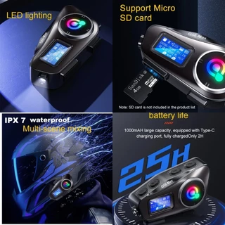 ชุดหูฟังอินเตอร์คอมมิวนิค บลูทูธไร้สาย 5.3 หน้าจอ LCD สําหรับหมวกกันน็อครถจักรยานยนต์ 2 Rider ชุดหูฟังบลูทูธไร้สาย