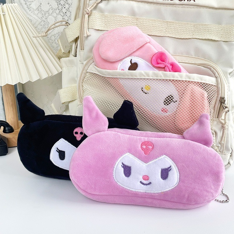 กล่องดินสอตุ๊กตา สไตล์ญี่ปุ่นอบเชยสุนัข Melody Kuromi Pom Pom Purin มูลค่าสูงความจุขนาดใหญ่กล่องเครื่องเขียนน่ารัก Sanrio กระเป๋าดินสออุปกรณ์การเรียน