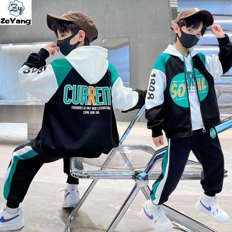 [ซี่] 110-170เซนติเมตรพร้อมสต็อกเด็กคลุมด้วยผ้าเสื้อกันหนาวสูทผ้าฝ้ายชุดลําลองฤดูใบไม้ร่วงฤดูหนาวเด็กซิปเสื้อคลุมด้วยผ้าแจ็คเก็ตแฟชั่นเสื้อกันหนาวสูททุกกา