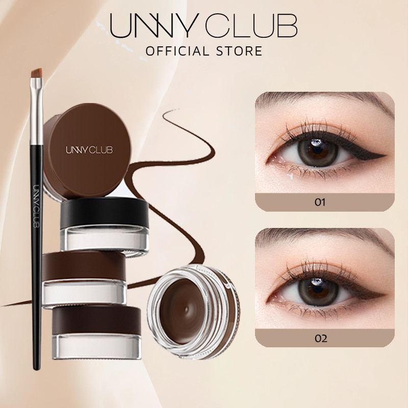 UNNY CLUB อายไลเนอร์ แปะ กันน้ำ กันเหงื่อ สีดํา สีน้ําตาล ส่งแปรง Eyeliner Cream With Brush 5g