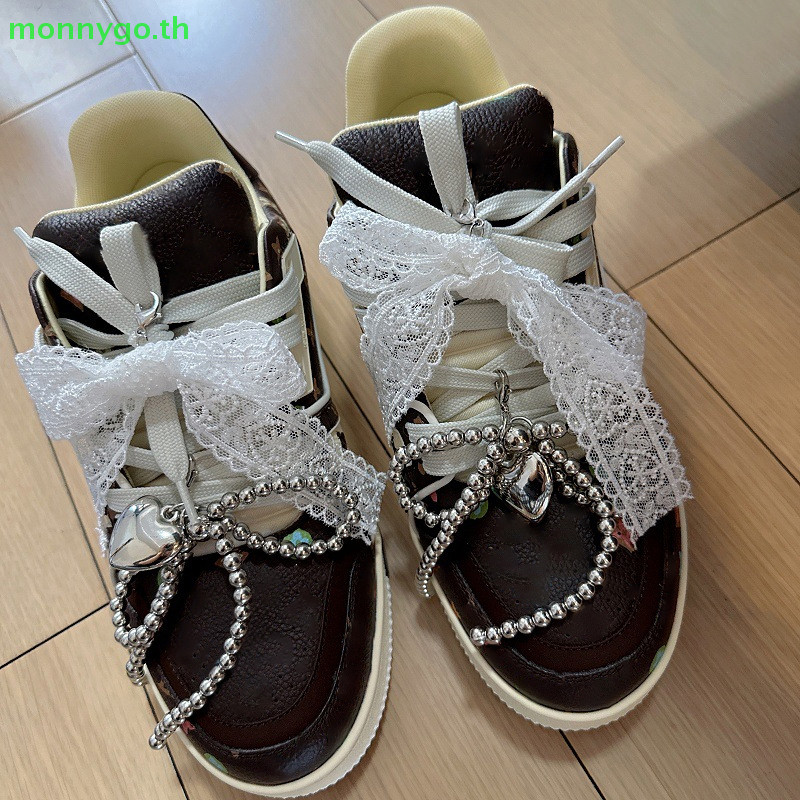 Monnygo แฟชั่นโบว์ริบบิ้นลูกปัดรองเท้าตกแต่งน่ารัก Pearl รองเท้าตกแต่ง DIY รองเท้าหัวเข็มขัดเครื่องประดับอารมณ์รองเท้าหวาน Ch TH