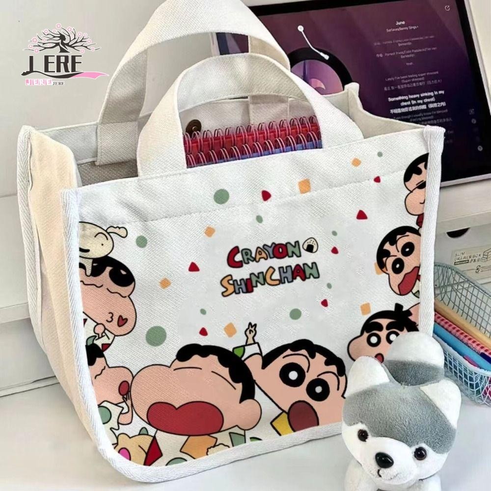 เจรีมี1 กระเป๋าถือเครยอนชินจัง,กระเป๋าโท้ทผ้าใบพิมพ์ลายอนิเมะ,แฟชั่นความจุขนาดใหญ่ไหล่เดียวสไตล์ญี่ปุ่นกระเป๋านักเรียนการ์ตูนนัก