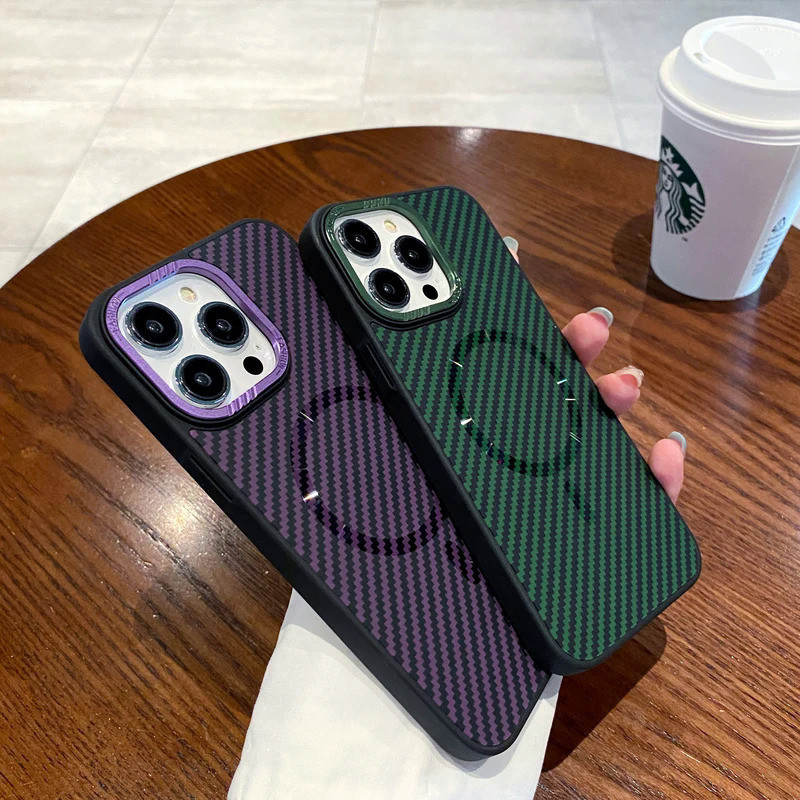 หรูหราคาร์บอนไฟเบอร์เนื้อแม่เหล็กไร้สายชาร์จโทรศัพท์ Case สำหรับ iPhone 16 15 14 13 12 11 Pro Max PLUS โลหะป้องกันกล้องฮาร์ดกันกระแทกปกหลัง - รูปที่ 2