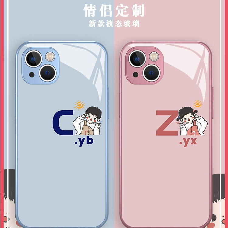 นามสกุลที่กําหนดเองเคสโทรศัพท์คู่ Apple 14Pro Creative Phone1312vivo11 ผู้ชายผู้หญิงสไตล์ 8.29