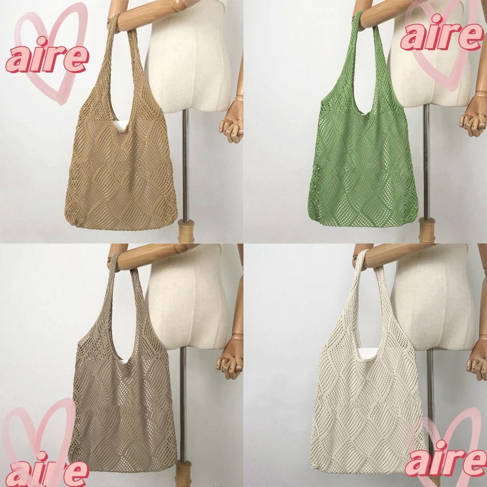 Aire1 กระเป๋าสะพายแฟชั่นทอความจุขนาดใหญ่ Shopping Tote