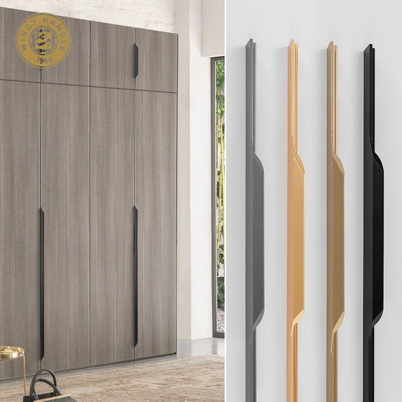 Minimalist Morandi ที่เรียบง่ายและยาวจับตู้เสื้อผ้ามือจับประตูลิ้นชักลูกบิดและมือจับประตูตู้จับที่จับที่มองไม่เห็น