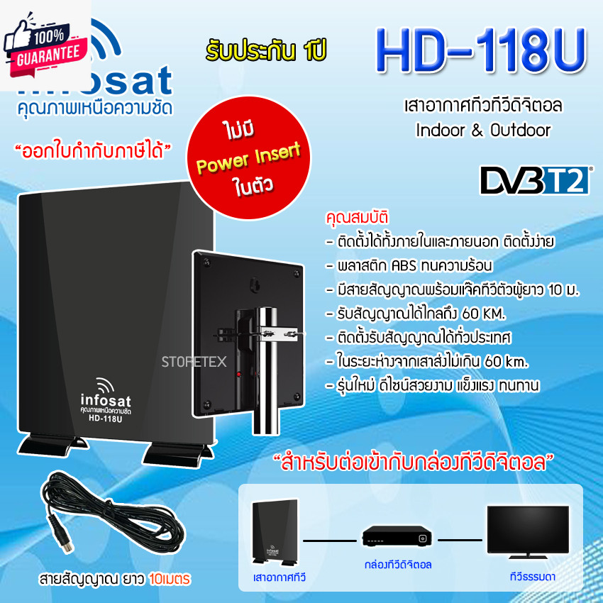 เสีวีดิจิตอล Infosat outdoor-indoor รุ่น HD-118U ไม่มี PowerInsert