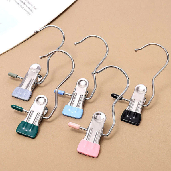 Gina.shop ที่หนีบผ้าทำจากสแตนเลส คลิปหนีบกางเกงตัวหนีบผ้า คละสี (10ชิ้น)