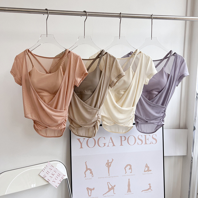 Yoga ชุดสปอร์ตบราผ้ากอซ 2 ชิ้น Running Fitness bra เสื้อกั๊กโยคะ