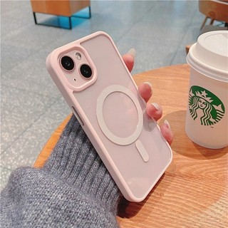 Ultra Clear วงกลมแม่เหล็กในตัวปลอกอ่อนเคสโทรศัพท์เข้ากันได้สําหรับ iPhone 16 15 Pro Max 14 13 12 11 Pro Max XR ฝาครอบป้องกัน Macaron กันกระแทก Cove