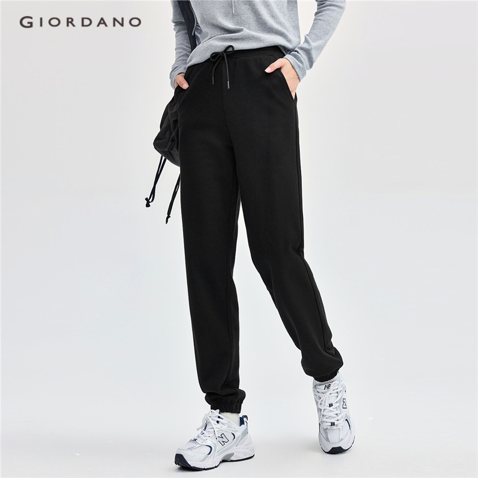 GIORDANO WOMEN Elastic waist solid color joggers 05414879