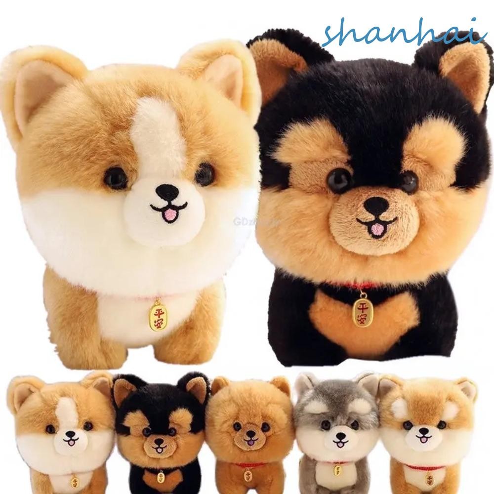 Shanhai Adorbale Furry Plush Corgi สุนัข, ตุ๊กตาตุ๊กตาสุนัขปุยของเล่นตุ๊กตา, Kawaii นุ่มการ์ตูนสัตว์ Fluffy Puppy ตุ๊กตานุ่มเด็ก