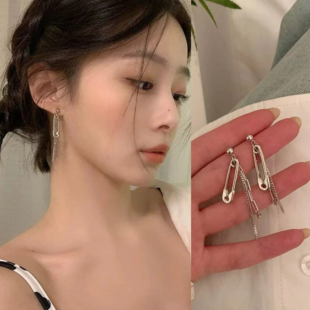 ต่างหูเกาหลีคลิปหนีบกระดาษโซ่พู่ต่างหูผู้หญิงต่างหูแฟชั่นที่เรียบง่าย