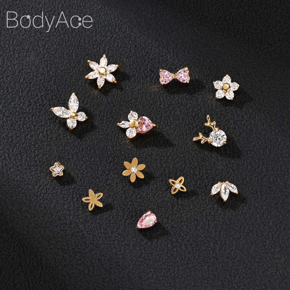 Bodyace 1 Pc อุปกรณ์เสริมสแตนเลส 16G Skin Diver อุปกรณ์เสริมผีเสื้อ Dermal Anchor อุปกรณ์เสริม Silver Microdermal เจาะอุปกรณ์เสริม - รูปที่ 2