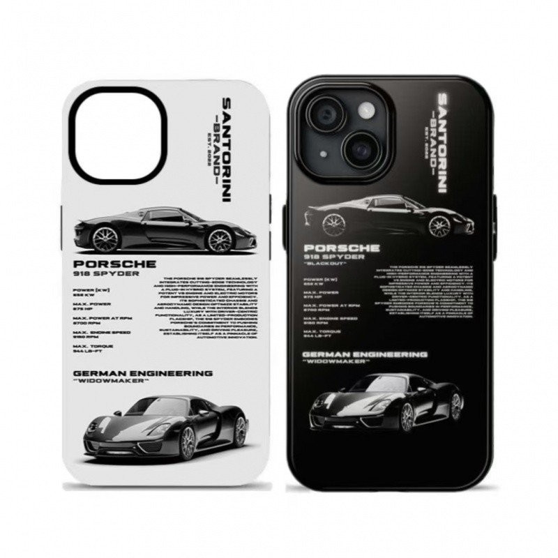 เคสโทรศัพท์มือถือรุ่นพรีเมี่ยมแบบ918 Porsche สำหรับ iphone15promax เคสป้องกันสองชั้นสำหรับ iphone16/
