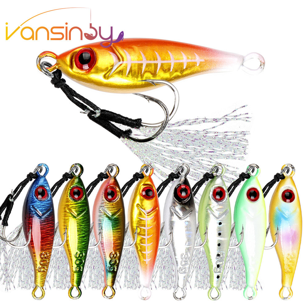 Fishing Jig Lure 7g/10g/20g/30g เหยื่อตกปลาทะเลลึก Slow Jigging เหยื่อปลอมพร้อมตะขอปลาคู่ช้า Clamp