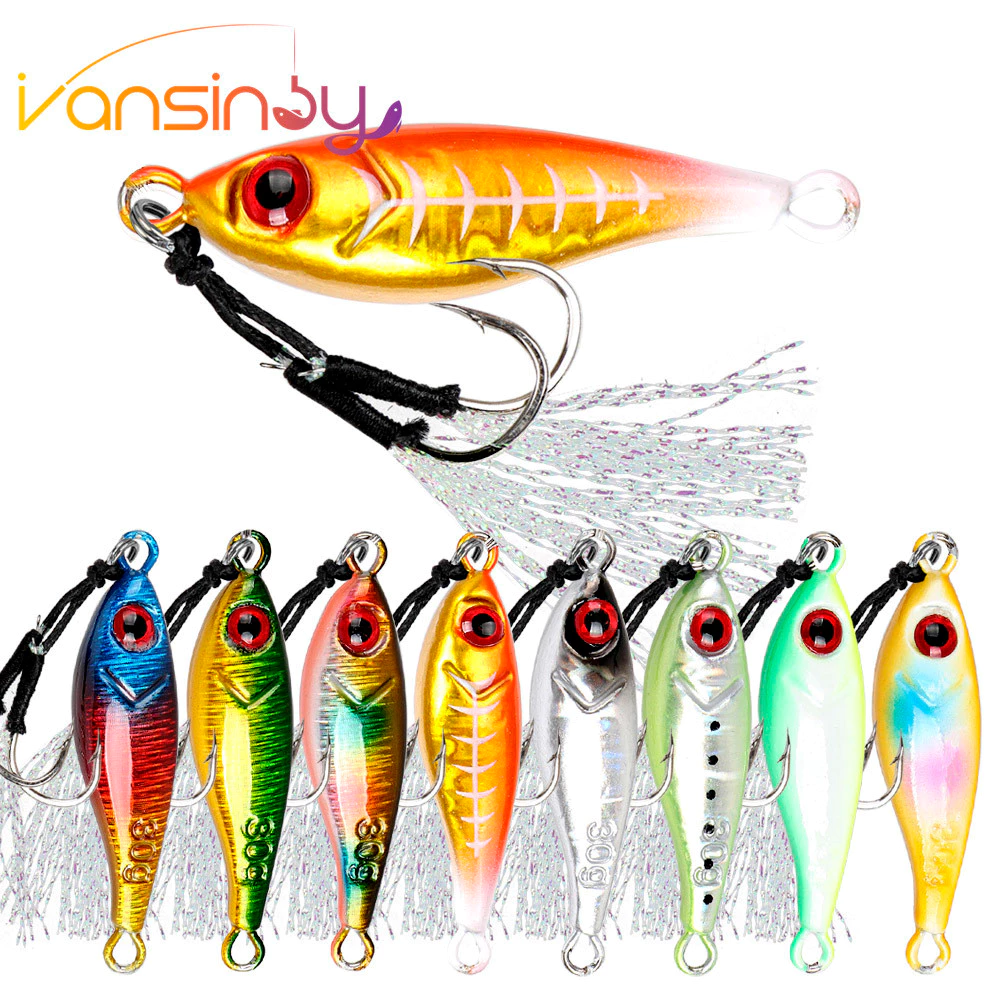 Fishing Jig Lure 7g/10g/20g/30g เหยื่อตกปลาทะเลลึก Slow Jigging เหยื่อปลอมพร้อมตะขอปลาคู่ช้า Clamp