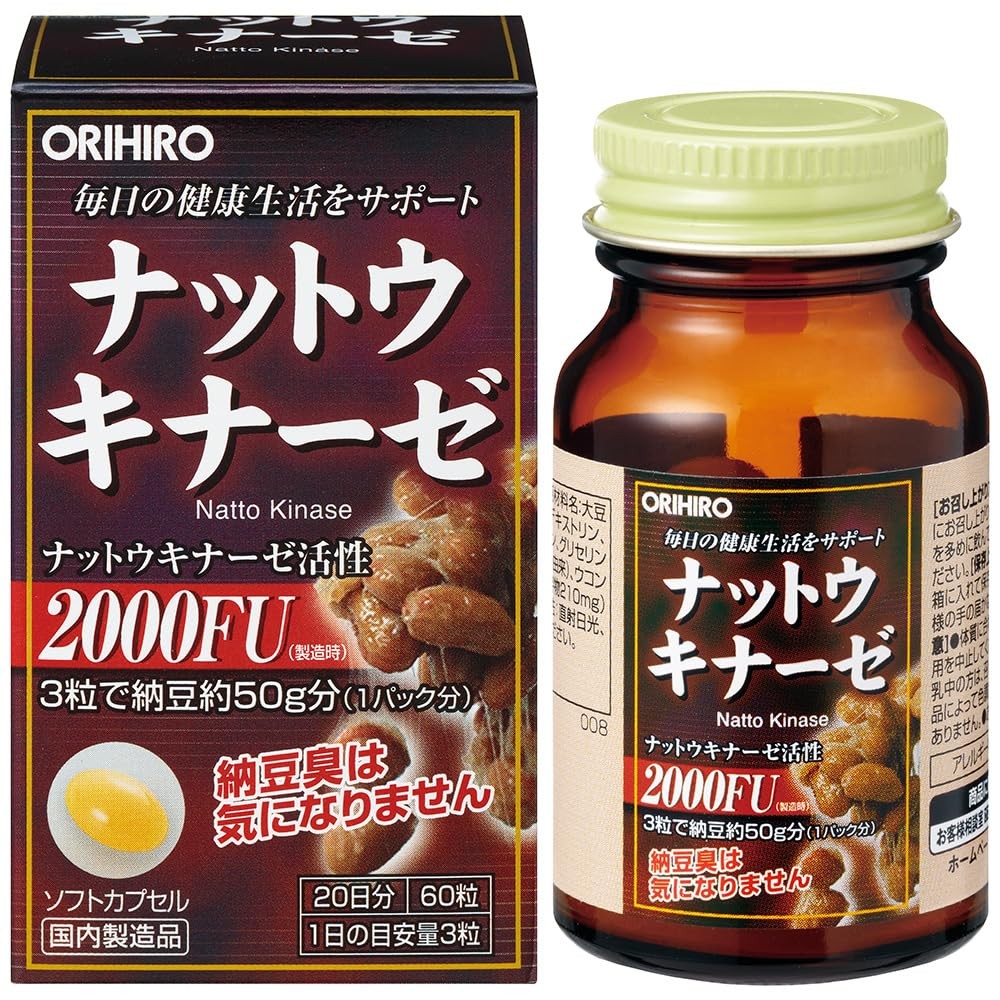 【Direct from Japan】 Orihiro Natto Kinase ประมาณ 20 วัน บรรจุ 60 แคปซูล [Natto Kinase]
