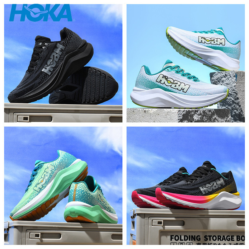 (ไซส์ 39-45) พร้อมสต็อก Hoka oneone Mach X รองเท้าวิ่งมาราธอนกลางแจ้ง Hoka รองเท้าผ้าใบมาราธอน