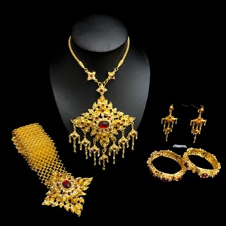 setเครื่องประดับไทยโบราณ สีทอง สวมใส่ทำการแสดงชุดนางรำMJH