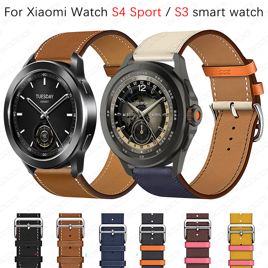 แฟชั่นใหม่สายนาฬิกาหนังแท้สําหรับ Xiaomi watch S4 Sport / S3 / S2 / S1 Active / S1 Pro / สี 2 Sport 